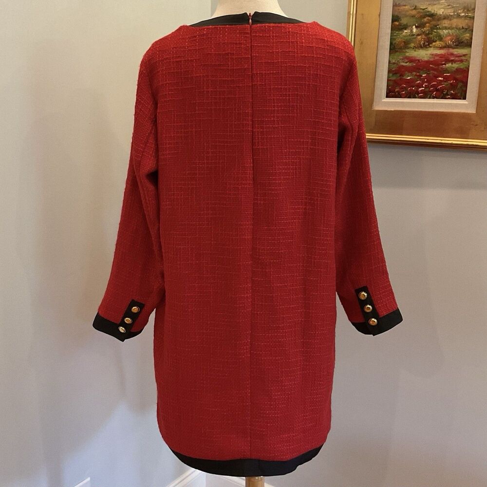 NEW TUCKERNUCK Pomander Place Red Coco Tweed‎ Bow Dress Large Preppy Southern - Picture 4 of 8
